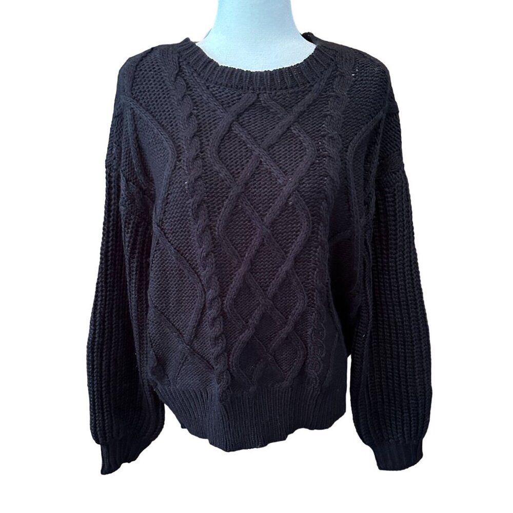 Forever 21+ Womens Black Cable Knit Sweater 2X NWT